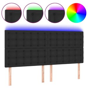 vidaXL Tête de lit à LED Noir 200x5x118/128 cm Similicuir