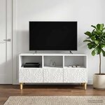 vidaXL Meuble TV 102 x 34 5 x 50 cm Blanc Bois d'ingénierie