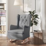vidaXL Fauteuil avec pieds à bascule en bois d'hévéa Gris clair Tissu