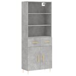 vidaXL Buffet haut Gris béton 69 5x34x180 cm Bois d'ingénierie