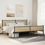vidaXL Cadre de lit en métal sans matelas chêne sonoma 193x203 cm