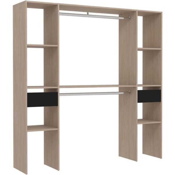 Kit dressing ARTIC EKIPA - mélaminé chêne jackson et noir - 2 penderies + 2 tiroirs - 176 x 40 x 180 cm