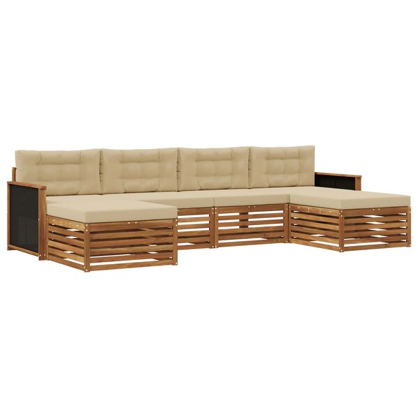 vidaXL Ensembles de canapés avec coussin 6 Pièces Bois d'Acacia Massif