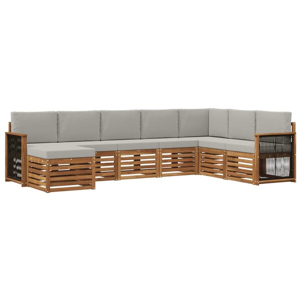 vidaXL Ensemble de canapés d'extérieur 6 pc Naturel et gris clair