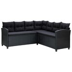 vidaXL Salon de jardin 6 Pièces avec coussins résine tressée noir