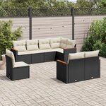 vidaXL Salon de jardin 8 Pièces avec coussins noir résine tressée