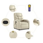 vidaXL Fauteuil inclinable de massage Crème Similicuir