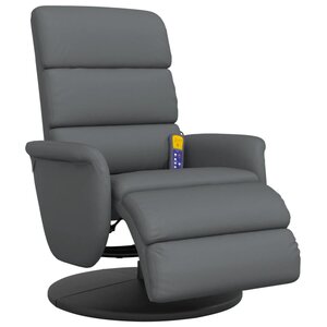 vidaXL Fauteuil inclinable de massage repose-pieds gris similicuir
