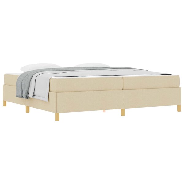 vidaXL Cadre de lit avec matelas Crème 200 x 200 cm tissu