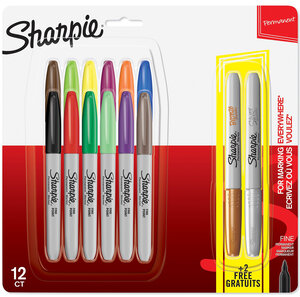 Sharpie marqueurs permanents   pointe fine   couleurs assorties   lot de 14
