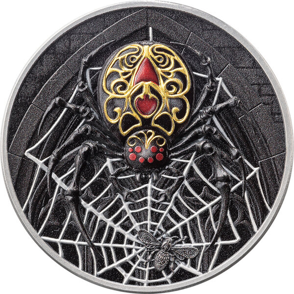 Monnaie BLACK WIDOW Creatures of Nocturne 1 Oz Argent 1000 Francs Cameroon 2026 (PRÉCOMMANDE)