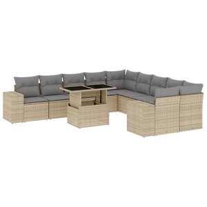 vidaXL Salon de jardin 11 Pièces avec coussins beige résine tressée