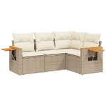 vidaXL Salon de jardin avec coussins 4 Pièces beige résine tressée
