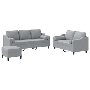 vidaXL Ensemble de canapés 3 Pièces coussins gris clair tissu