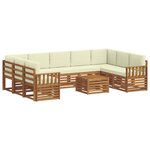 vidaXL Ensemble de canapés d'extérieur 10 pc Naturel et Crème