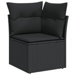 vidaXL Salon de jardin 8 Pièces avec coussins noir résine tressée