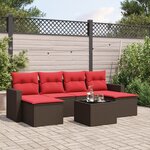 vidaXL Salon de jardin avec coussins 7 Pièces marron résine tressée