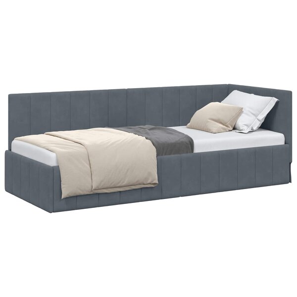 vidaXL Cadre de lit d'angle Gris foncé 80 x 200 cm Velours