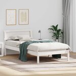 vidaXL Cadre de lit avec tête de lit Blanc 90 x 190 cm Pin massif