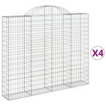 vidaXL Paniers à gabions arqués 4 Pièces 200x30x160/180 cm Fer galvanisé