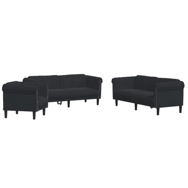 vidaXL Ensemble de canapés 3 Pièces noir velours
