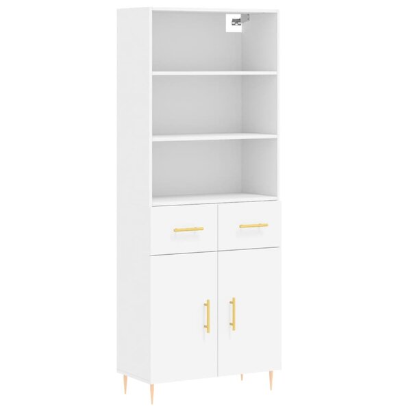 vidaXL Buffet haut Blanc 69 5x34x180 cm Bois d'ingénierie