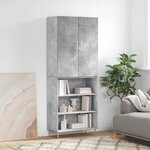 vidaXL Buffet haut Gris béton 69 5x34x180 cm Bois d'ingénierie