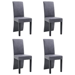 vidaXL Chaises à manger lot de 4 gris similicuir daim