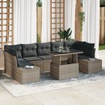 vidaXL Ensemble de canapé de jardin de 8 pièces avec coussins en poly rattan gris