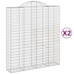 vidaXL Paniers à gabions arqués 2 Pièces 200x50x220/240 cm Fer galvanisé