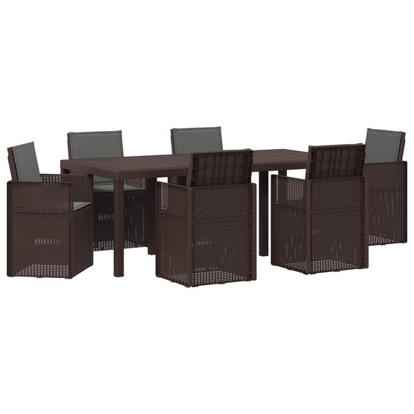 vidaXL Ensemble de salle à manger pour jardin avec coussin 7 Pièces PP