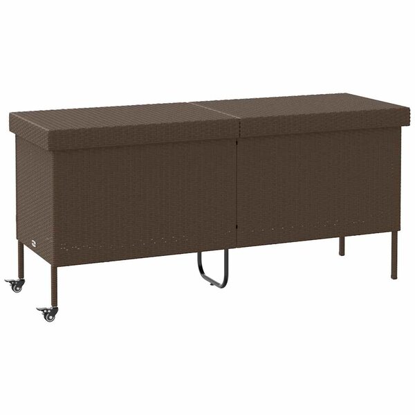 vidaXL Boîte rangement jardin roues marron 160x55x75 cm résine tressée