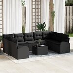 vidaXL Ensemble de canapés de jardin 10 pièces avec coussins beiges poly rotin