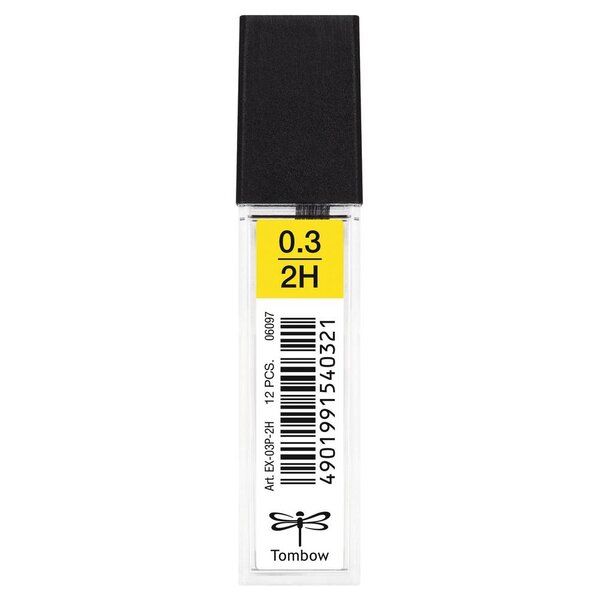 Etui de 12 Mines pour porte-mine pointe calibrée 0 3 mm dureté 2H x 12 TOMBOW