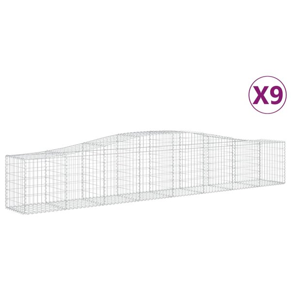 vidaXL Paniers à gabions arqués 9 Pièces 400x50x60/80 cm Fer galvanisé