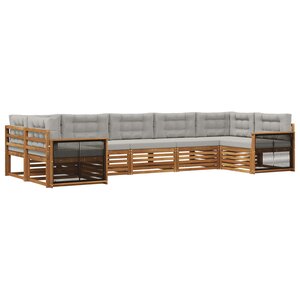 vidaXL Ensemble de canapés d'extérieur 7 pc Naturel et gris clair