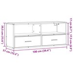 vidaXL Meuble TV chêne fumé 100x31x39 5 cm bois d'ingénierie et métal