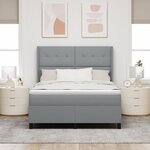 Lit Box Spring vidaXL avec Matelas et Lumière LED Gris clair 160x200 cm Tissu