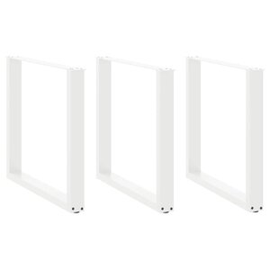 vidaXL Pieds de table à manger en U 3 pièces Blanc 80 x (72-73) cm Acier