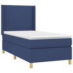 vidaXL Sommier à lattes de lit matelas et LED Bleu 90x190 cm Tissu