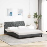 vidaXL Lit avec matelas gris foncé 160x200 cm tissu