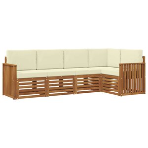 vidaXL Ensemble de canapés d'extérieur 5 pc Naturel et Crème Polyester