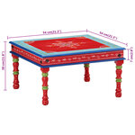 vidaXL Table basse rouge bois de manguier massif peint à la main