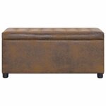 vidaXL Pouf de rangement 87 5 cm Marron Similicuir daim