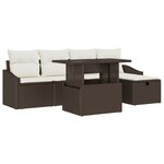 vidaXL Ensemble de Canapé de Jardin de 6 pièces avec Coussins Marron en Rattan