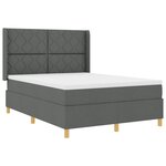 vidaXL Lit à ressorts avec matelas gris foncé - 140 x 200 cm en tissu