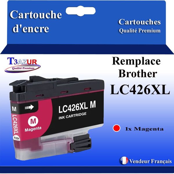T3AZUR- Cartouche compatible avec Brother LC426 XL pour Brother MFC-J4535DW MFC-J4540DW Magenta