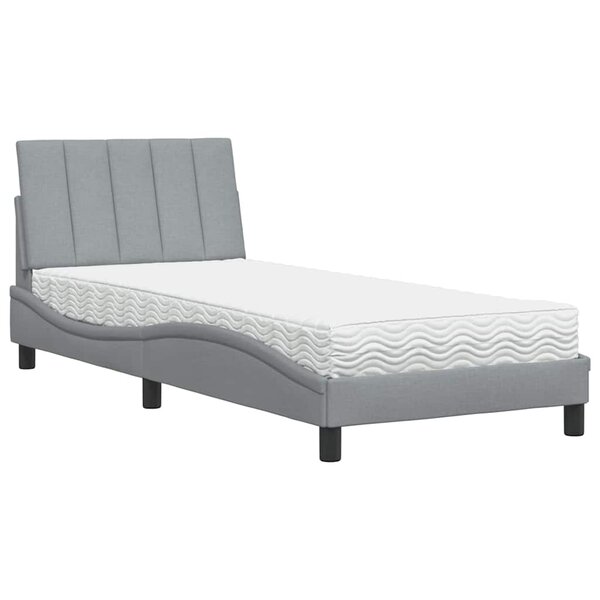 vidaXL Lit avec matelas Hanko gris clair 90x200 cm tissu