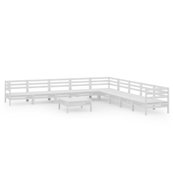 vidaXL Salon de jardin 10 Pièces Bois de pin massif Blanc