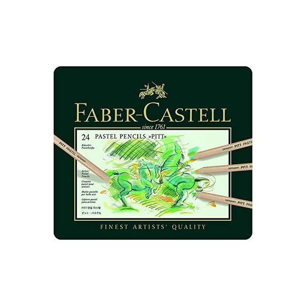 Etui Métal de 24 Crayons de couleur PITT PASTELL Assortis FABER-CASTELL